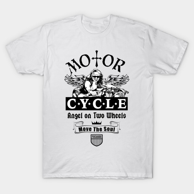 Biker T-shirt, Motor Cycle Angel on Two Wheels T-Shirt by Ben Foumen